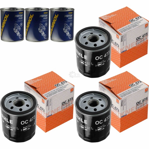 3X Original Mahle / Knecht ÖLfilter OC 473 + 3X SCT Motor Flush MotorspüLung-image