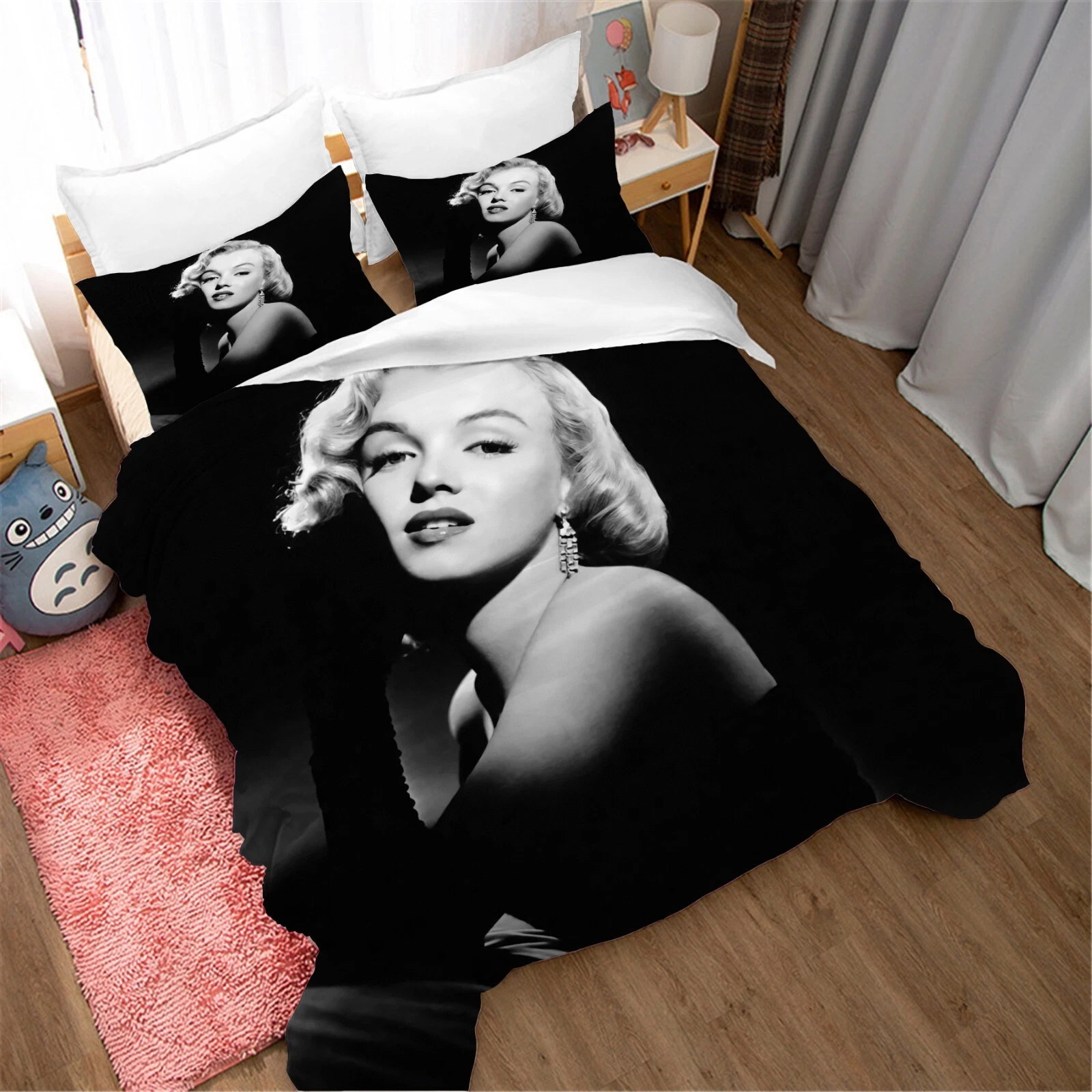 3D Marilyn Monroe Black Bedding Set