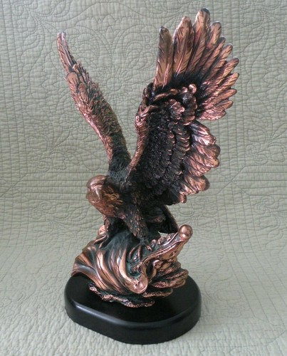 Eagle with Flag Statue, Copper Color, Art Table Desk Shelf Decor - Picture 2 of 8
