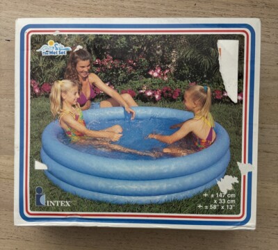 NEW Vtg Intex The Wet Set Three Ring Design Kid Pool 58'' X 13'' Blue Design NIB