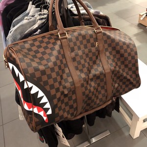 Sprayground Sharks In Paris Duffle Bag Brown Ebay Image Is Loading Sprayground Sharks In Paris Duffle Bag Brown