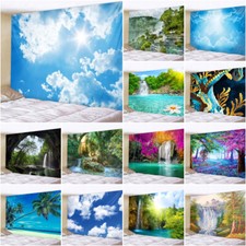 Landscape Tapestry Water Wall Hanging Throw Blanket Bedroom Bedspread Backdrop