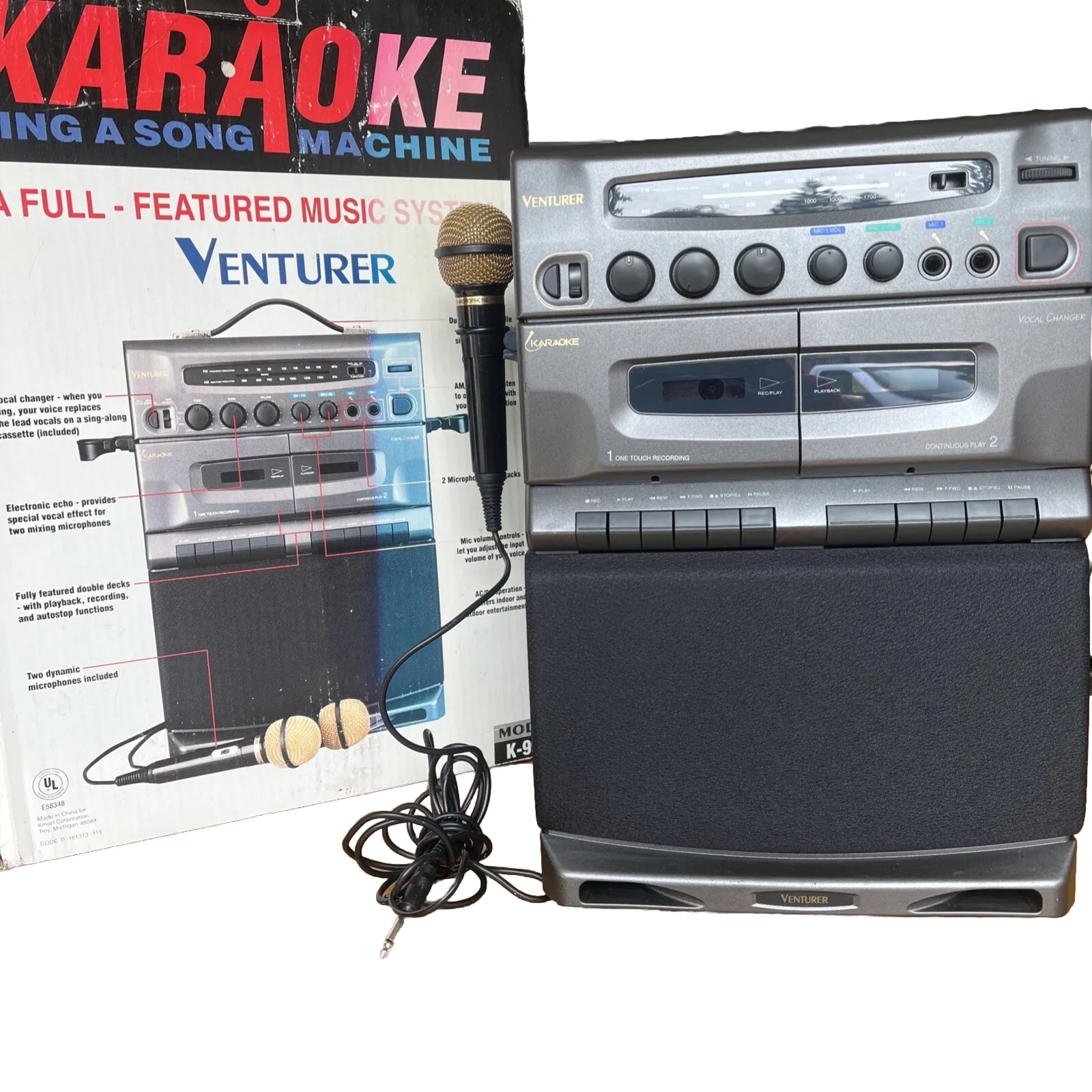 Karaoke Machine Vintage Venturer Model K990 Am/Fm CassetteTested 1