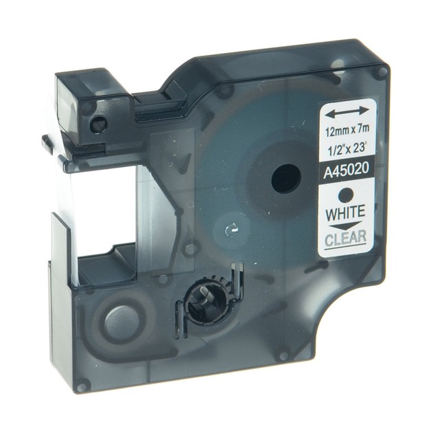 White on Clear Label Tape For DYMO D1 45020 1/2" LM 350D LabelManager