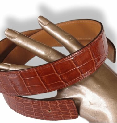 Hermes Alligator Reversible Strap Belt 32mm Sz75, NIB with New buckle included