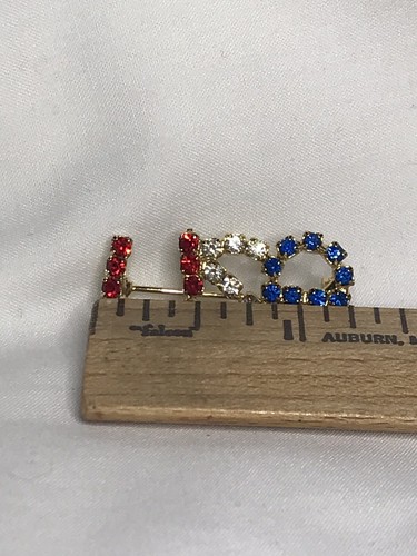 Lote De Colección De 2 Prendedores Patrióticos Bandera Americana Y Estrás Cristal Tono Dorado EE. UU. - Imagen 10 de 11
