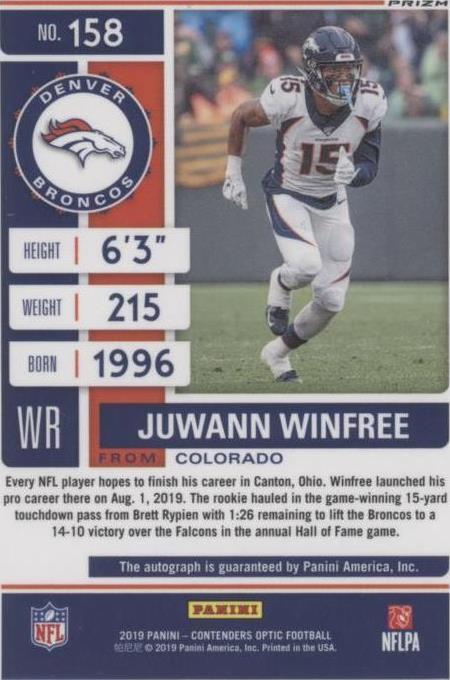 2019 Panini Contenders Optic Juwann Winfree #158 for sale | eBay 2019 Panini Contenders Optic Juwann Winfree #158 for sale | eBay