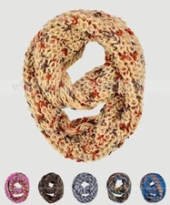 Multi Color Knit Infinity Winter Scarf Elastic Warm Wool Feel Circle Loop