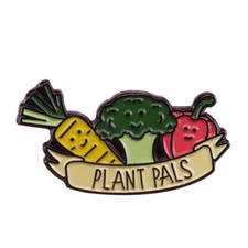 Plant Pals Veggie Vegetarian Vegetable Vegan 1.25" Lapel Enamel Pin @ US SELLER
