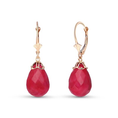 14K. GOLD OHRRING MIT HEBELRÜCKEN UND BRIOLETTE RUBINEN (Roségold)