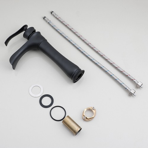 Bathroom Sink Vessel Faucet Black Painting Waterfall Spout Basin Mixer Tap - Picture 11 of 15