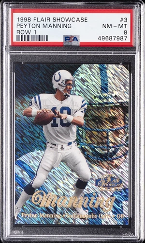 1998 FLAIR SC ROW 1 #3 PEYTON MANNING ROOKIE RC PSA 8