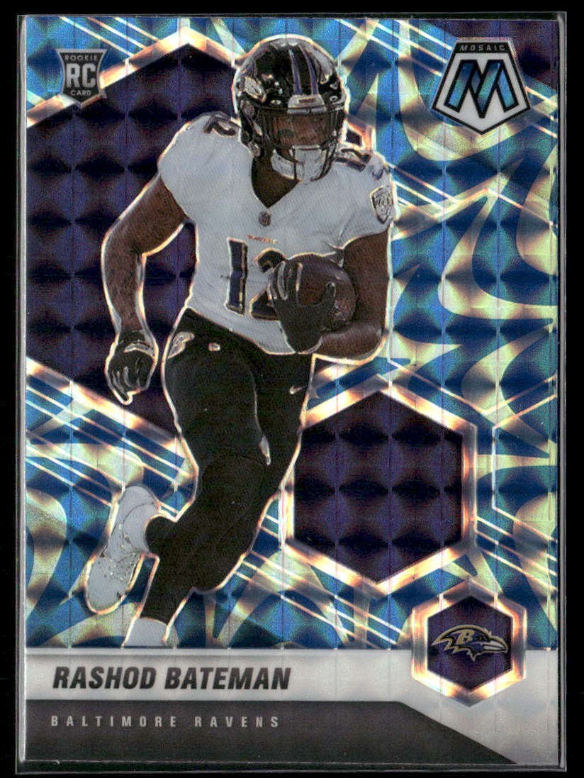 2021 Panini Mosaic #310 Rashod Bateman Prizm Reactive Blue