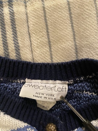 Vintage Sweater Loft 100% Cotton Knit Christmas Cardigan Sweater Women’s Medium - Picture 6 of 10