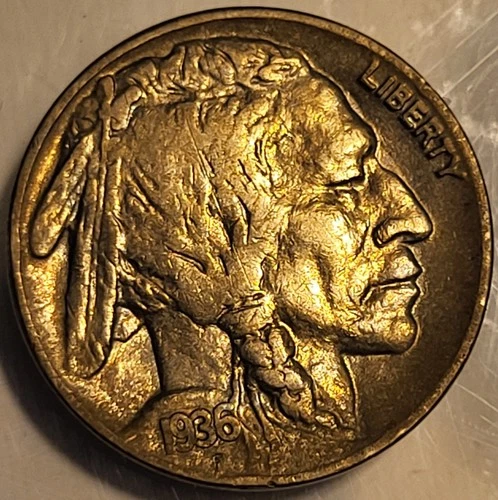 1936 P 5C Buffalo Nickel! Great Condition And Really Nice Toning! Beautiful Coin