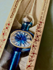 Vintage Mercury Glass Royal Blue Tree Topper w/ Original Box - "Old World" Brand