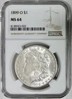 1899-O Morgan Silver Dollar, NGC MS-64