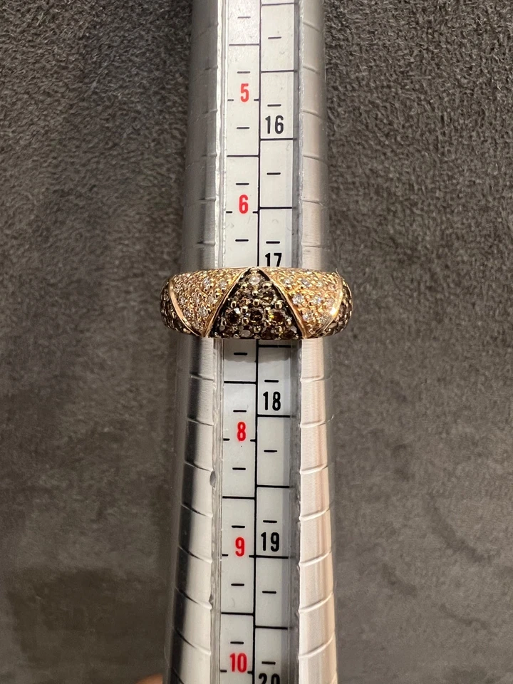 Anillo banda oro rosa 14K champán y diamantes talla 6,75 Foto 3 de 4