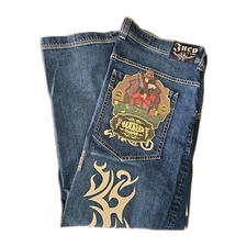 NWT JNCO Gambler Denim Jeans Mens 44x32 Tribal Limited Dark Stone Collectors
