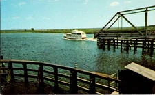 Vintage Hunting Island State Park Water Highway Postcard SC Bridge Boat