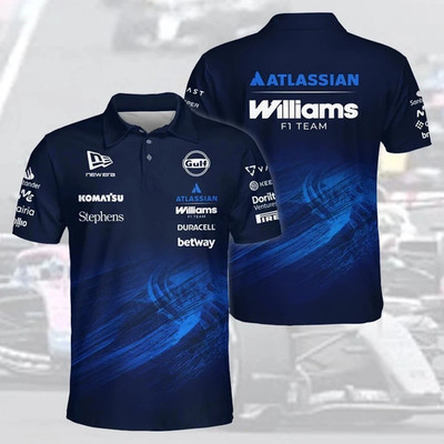 Custom Name - Men's Williams F1 Team Formula 1 Racing Fan Tee Polo Shirt S-5XL
