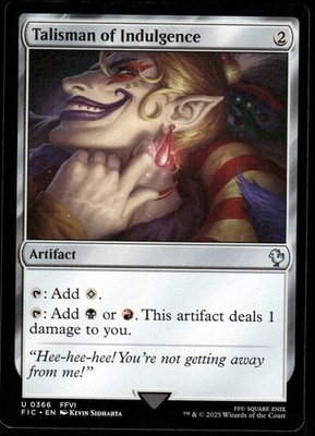 1x Talisman of Indulgence - Commander: FINAL FANTASY - NM - MTG