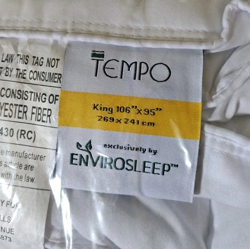 New! Envirosleep Down Alternative T190 Duvet Insert/Comforter Size King 106 X 95