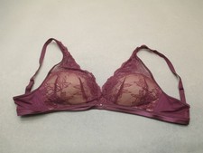 Maidenform Size L Womens Bordo Lace Lined Wireless Back Closure Bralette Bra 7i