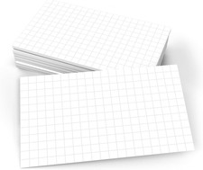 Graph Index Cards, Small 3X5, Set of 50, 0.25" Grid Squares, White | Made in USA