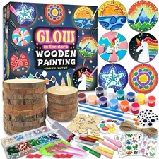 Wooden Painting Kit-Glow in The Dark-Arts & Crafts Gifts for  Ages 5-12 Kids ……