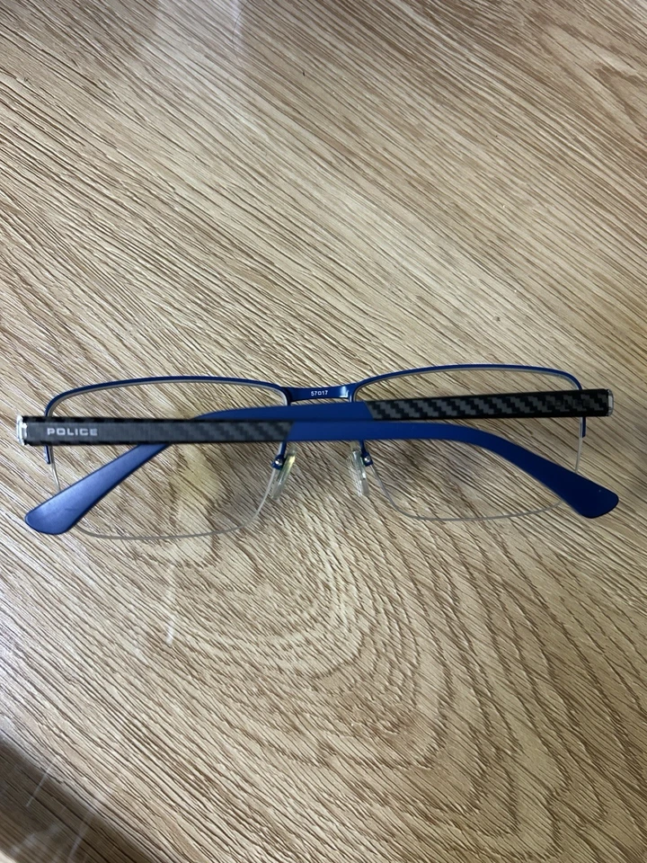 Gafas de policía, solo marcos, VPLF50K 08M3, 57-17-145, metal, plata/azul Foto 2 de 3