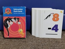 Vntg Looney Tunes Subtraction Flashcards Sylvester Tweety  Granny COMPLETE