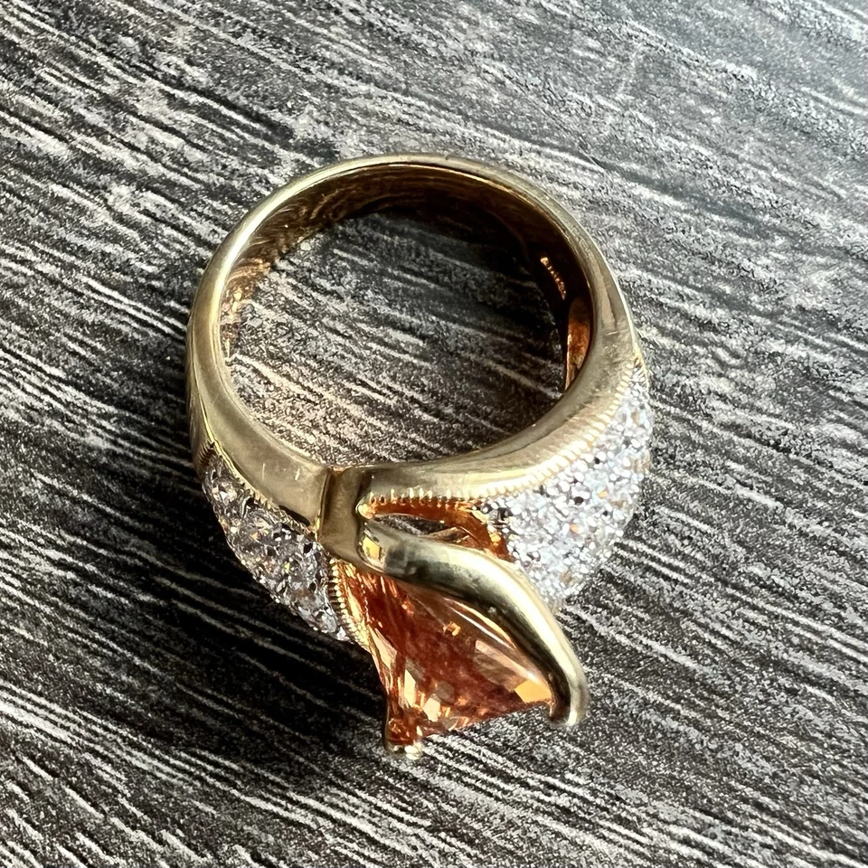 Кольцо с цитрином Suzanne Somers с маркировкой 925 золотистый ремешок со стразами - Изображение 4 из 4