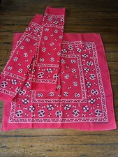 2- Vintage 70s Red Bandanas WASHFAST COLOR COTTON RN 14193 Rockabilly Western