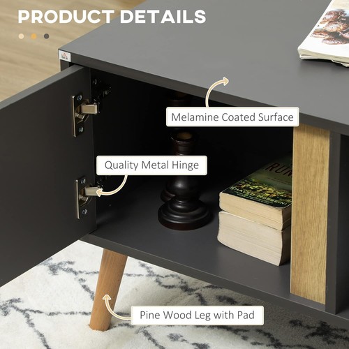 Coffee Table End Centre Rectangular Storage Unit Cabinet & Shelving - Picture 6 of 9