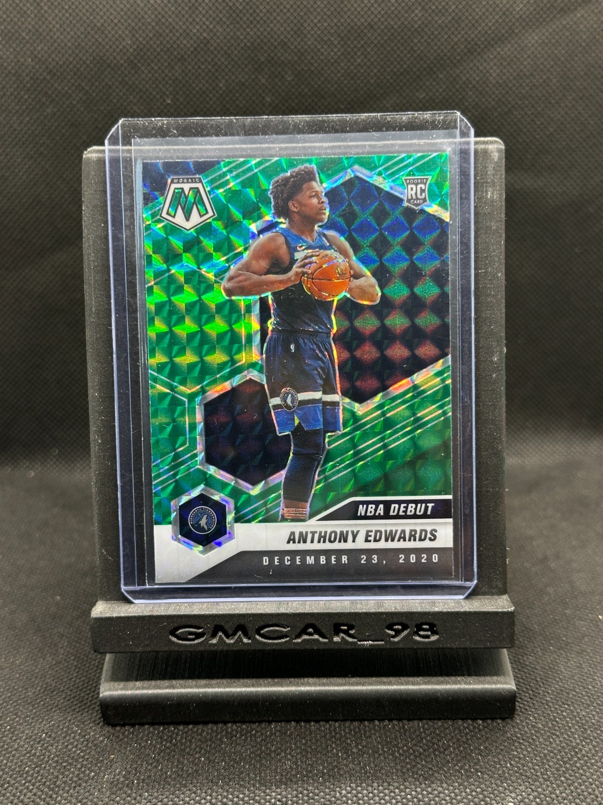 2020-21 Panini Mosaic Baskeball #261 Anthony Edwards Green Reactive Mosaic RC