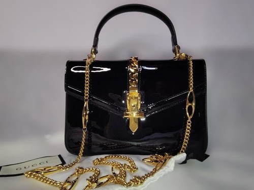 GUCCI Patent Sylvie 1969 Hand Bag  589479 719122
