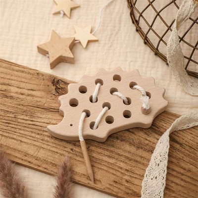 Holz Fädelspielzeug Block Puzzle Spielzeug Montessori Spielzeug für 3
