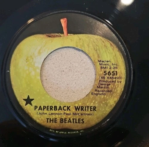 The Beatles 45 Black Star Paperback Writer/Rain Apple Los Angeles Pressing Rock