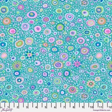 KAFFE FASSETT ROMAN GLASS GP01 TURQUOISE COTTON GEOMETRIC FABRIC 1/2 YARD