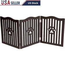 Wooden Free Standing Dog Gate for Small Dogs and Cats Folding Fence for Doorways