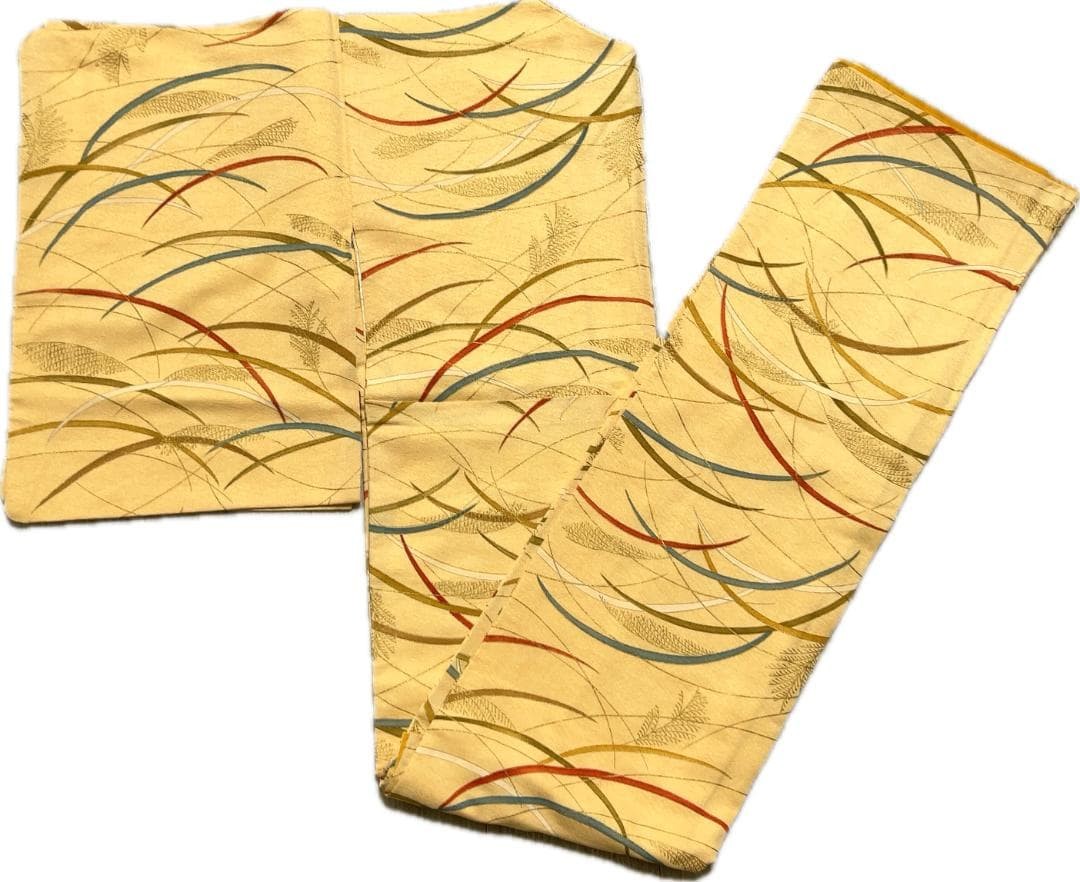 Kimono Small Pattern Lining Light Orange Used Jap… - image 5