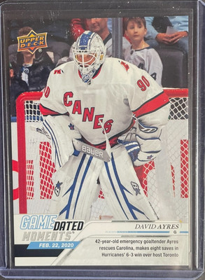 2019-20 UD Game Dated Moments #54 David Ayres EBUG Rookie Card. RC