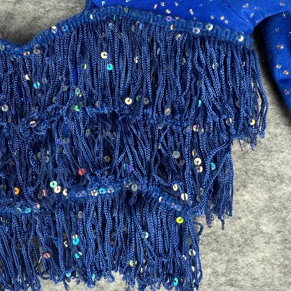 Conjunto de pantalones cortos de baile con flecos de lentejuelas grandes para niños Kelle Jazz Halloween animadora Foto 3 de 4