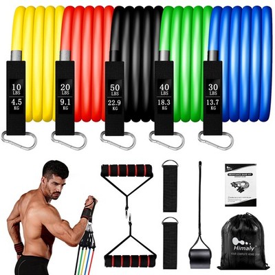 Widerstandsbänder Set 5 Stück mit Griff, bis 150 Pfund/68 kg Krafttraining