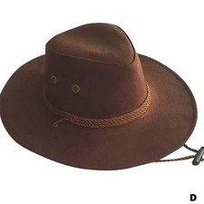 Mens Summer Bucket Cap Cowboy Fedora Hat Wide Brim Linen Straw Mesh Outdoor Hats