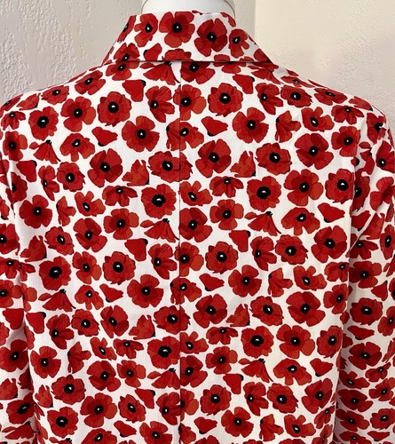 New York & Company Red Poppy Floral Pleated Drop Waist Mini Dress Size M EUC - Picture 11 of 20