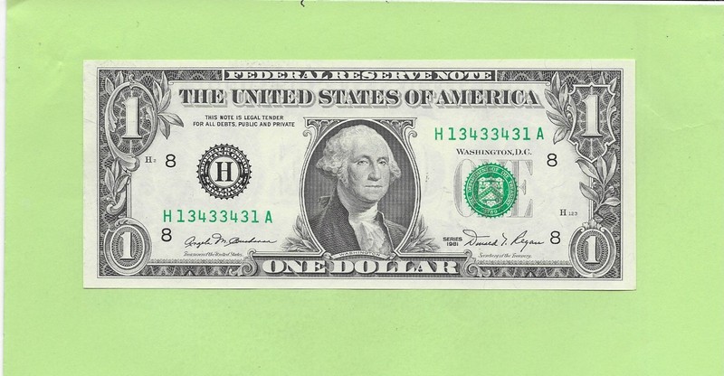 1981 ..UNCIRC $1  H 1343 3431 A ....  RADAR READS SAME FORWARD/BACK