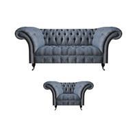 Graue LuxuriöSe Chesterfield Polster SitzmöBel Wohnzimmer Couchen 2Tlg