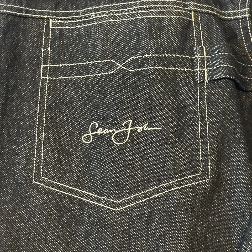 Chaqueta holgada vintage Y2K Sean John jean de mezclilla negra hip hop para hombre XL Foto 3 de 4